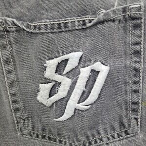 Southpole‎ Vintage Gray Wash Denim Jean Shorts SP Embroidered Back Pocket Y2K